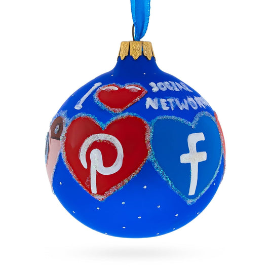 Social Networks Glass Ball Christmas Ornament 3.25 Inches
