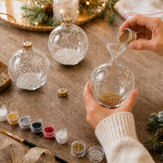 Set of 6 Clear Glass Ball Christmas Ornaments DIY Craft 3.25 Inches