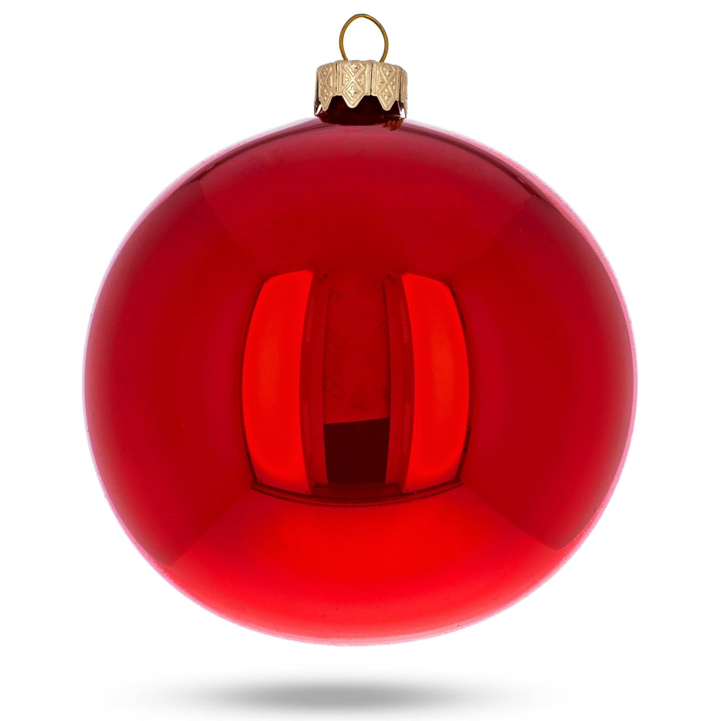 Set of 4 Glossy Red Glass Ball Christmas Ornaments 4 Inches