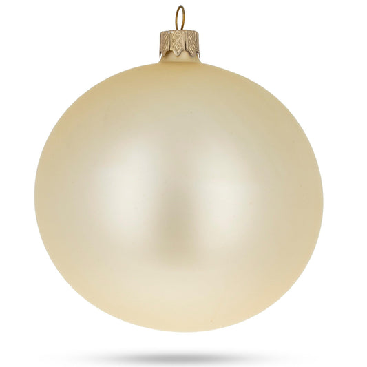 Set of 4 Beige Glass Ball Christmas Ornaments 4 Inches