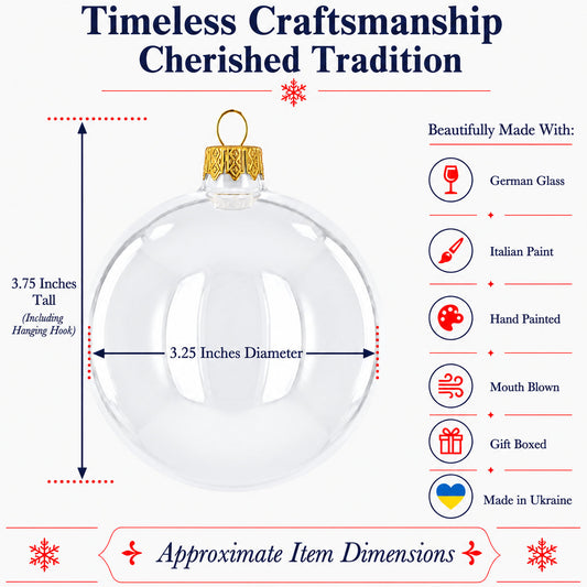 Set of 6 White Glossy Glass Ball Christmas Ornaments 3.25 Inches (041)