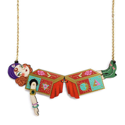 Sawing in Half Illusion Necklace by Laliblue – Retro Statement Necklace Vintage Inspired