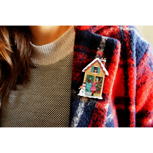 Christmas Dog House Brooch by Laliblue