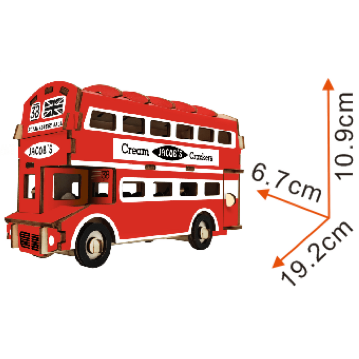 London Double Decker Bus Wooden Model Kit 94 Piece Display