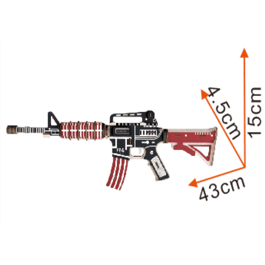 M4 AR-15 Model Kit - Wooden Laser-Cut 3D Puzzle (66 Pcs)