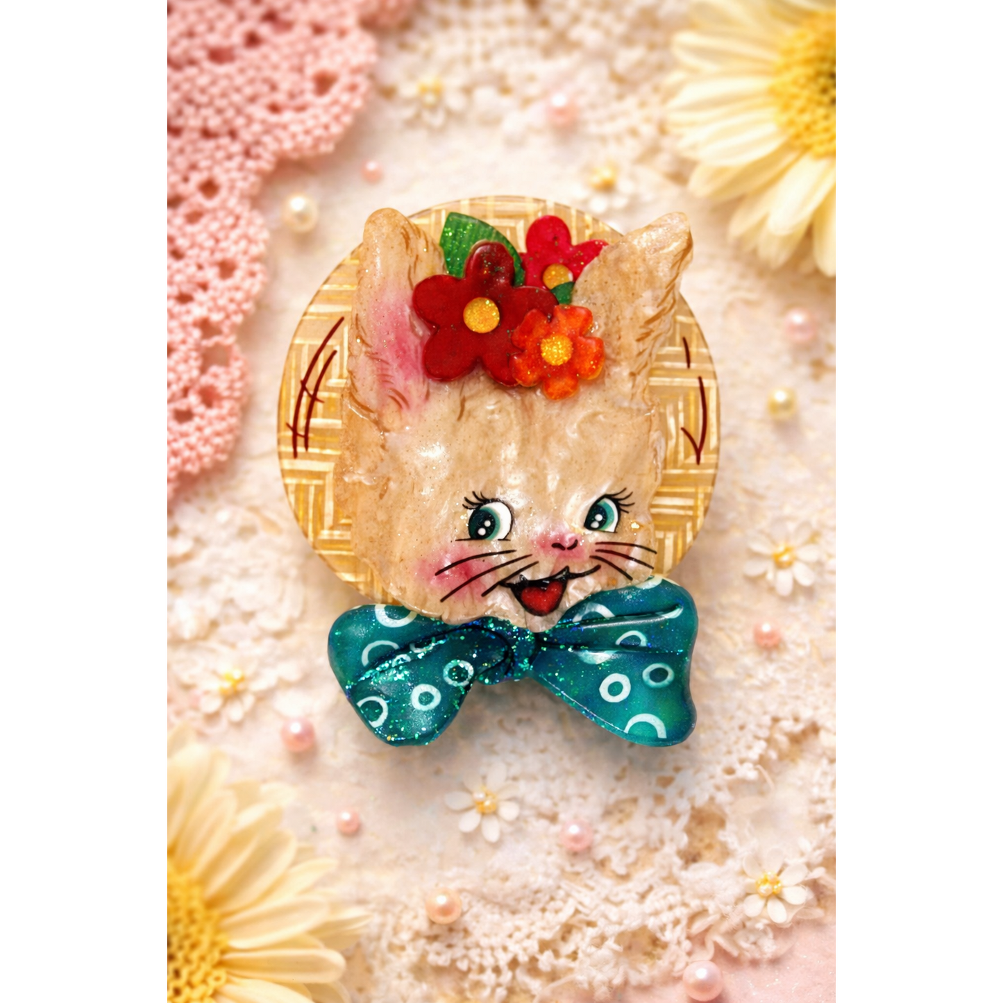 Bunny Bloom Brooch by Lipstick & Chrome