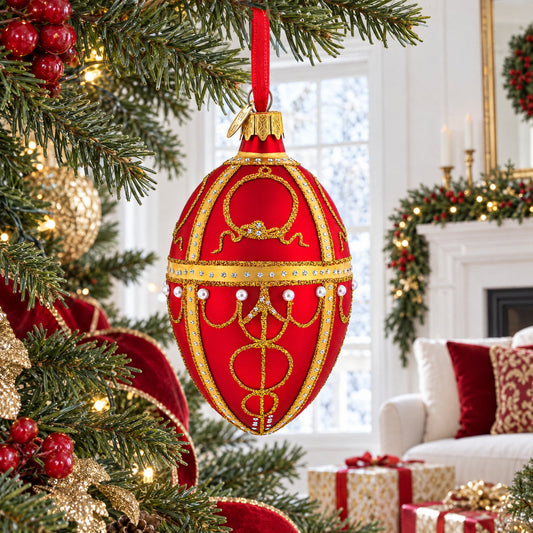 1895 Rosebud Royal Egg Glass Ornament 4 Inches