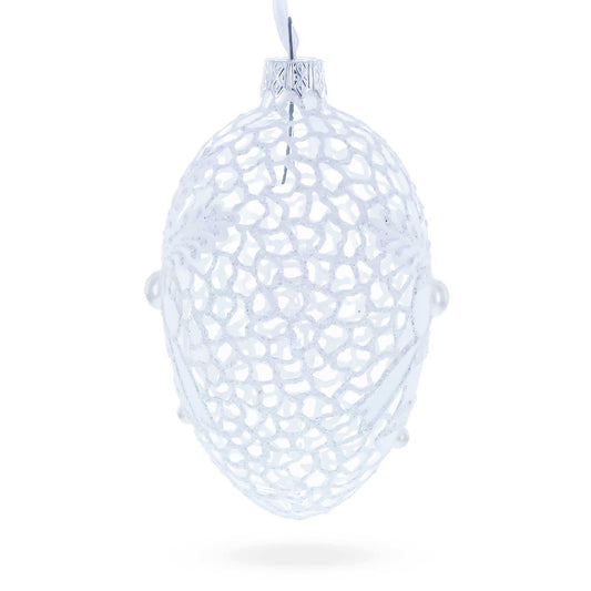 Winter Bells Egg Glass Ornament 4 Inches