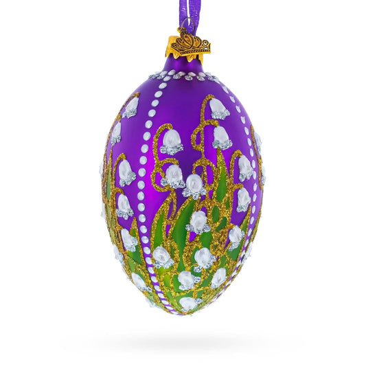 1898 Lilies Of The Valley In Purple Royal Egg Glass Ornament 4 Inches