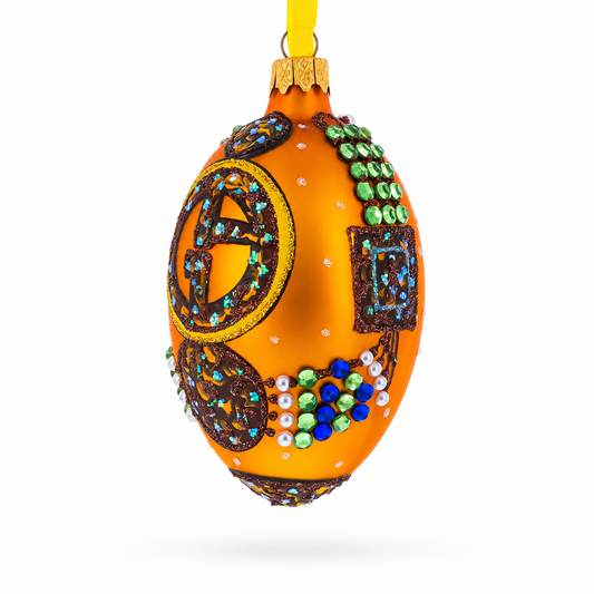 Italian Couturier Fine Earring Glass Egg Christmas Ornament 4 Inches
