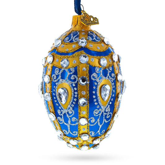 a blue and gold decorated egg