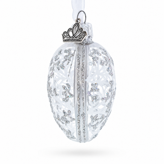 1913 Winter Mini Glass Egg Ornament 2.9 Inches