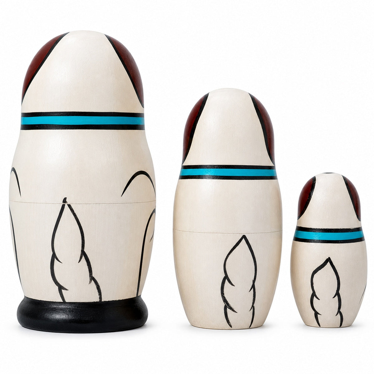 Wooden White Dog with Bone Collar Nesting Dolls - Stacking Matryoshka 4.25 Inches