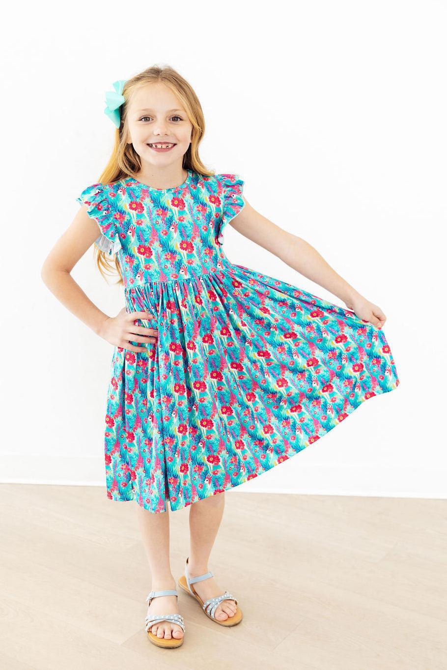 a girl in a dress
