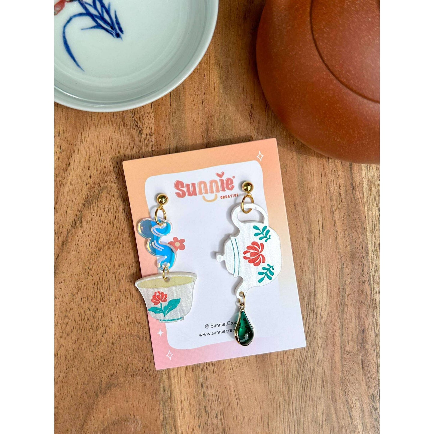 Morning Tea Mismatch Acrylic Dangle Earrings