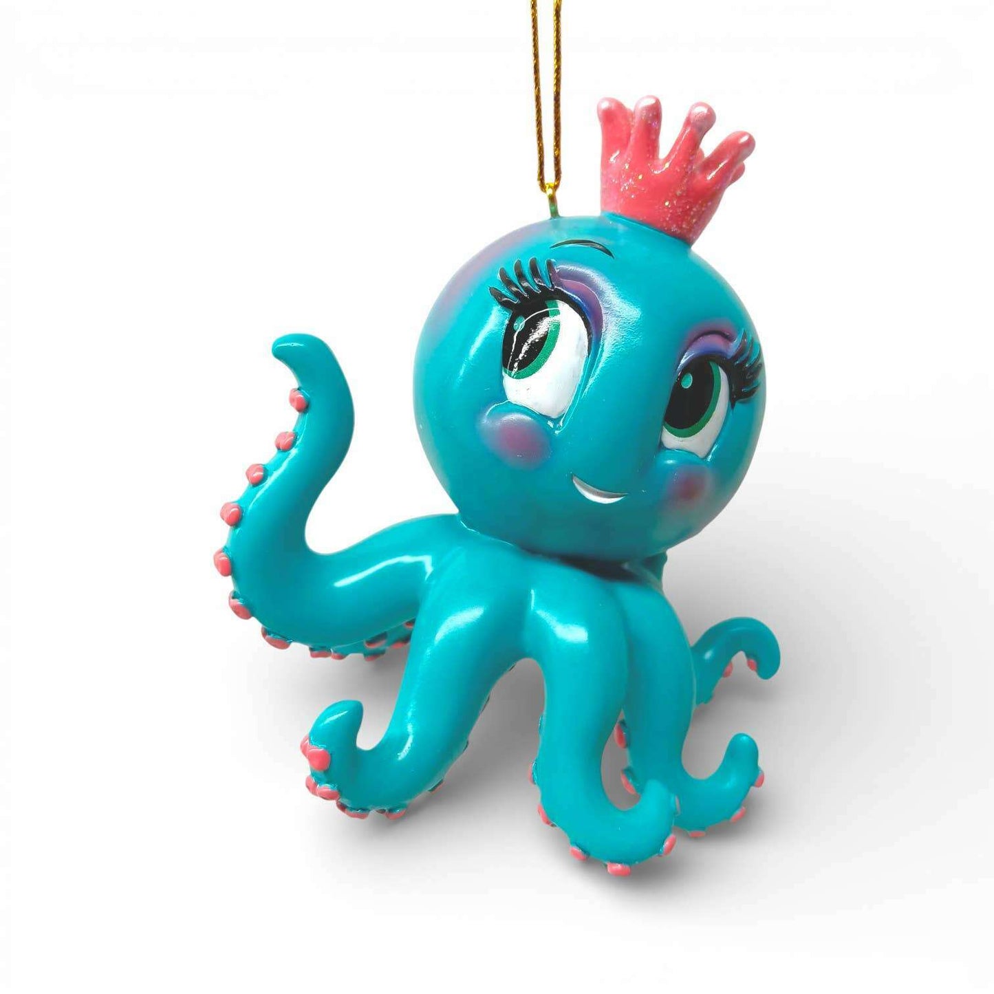 Olivier the Octopus Prince 4" Teal Octopus Ornament | Miss Fluff December Diamonds