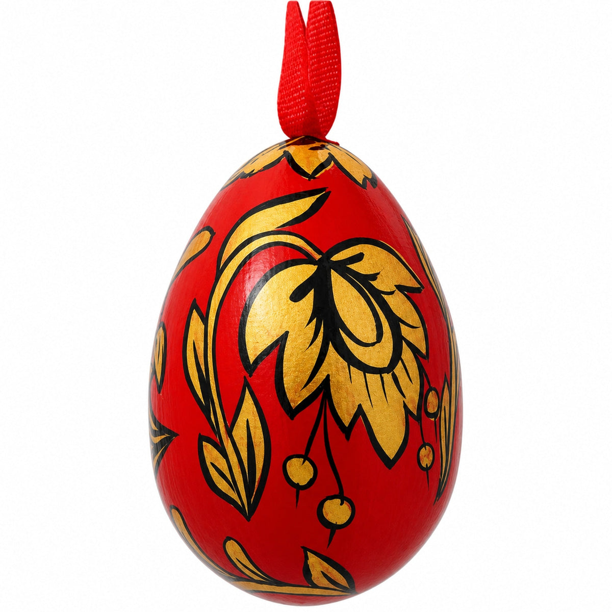a red and gold decorated egg