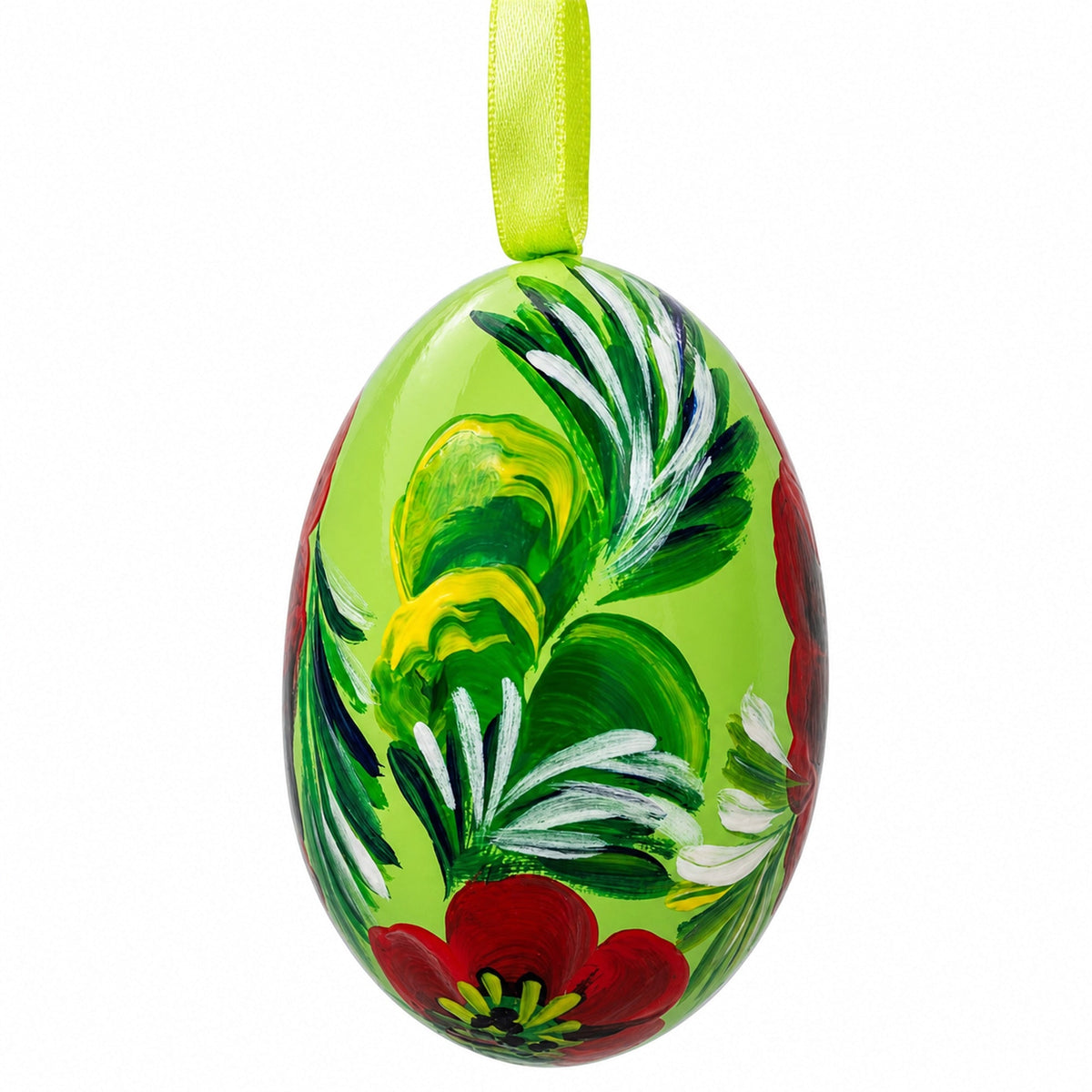a green egg with a green ribbon