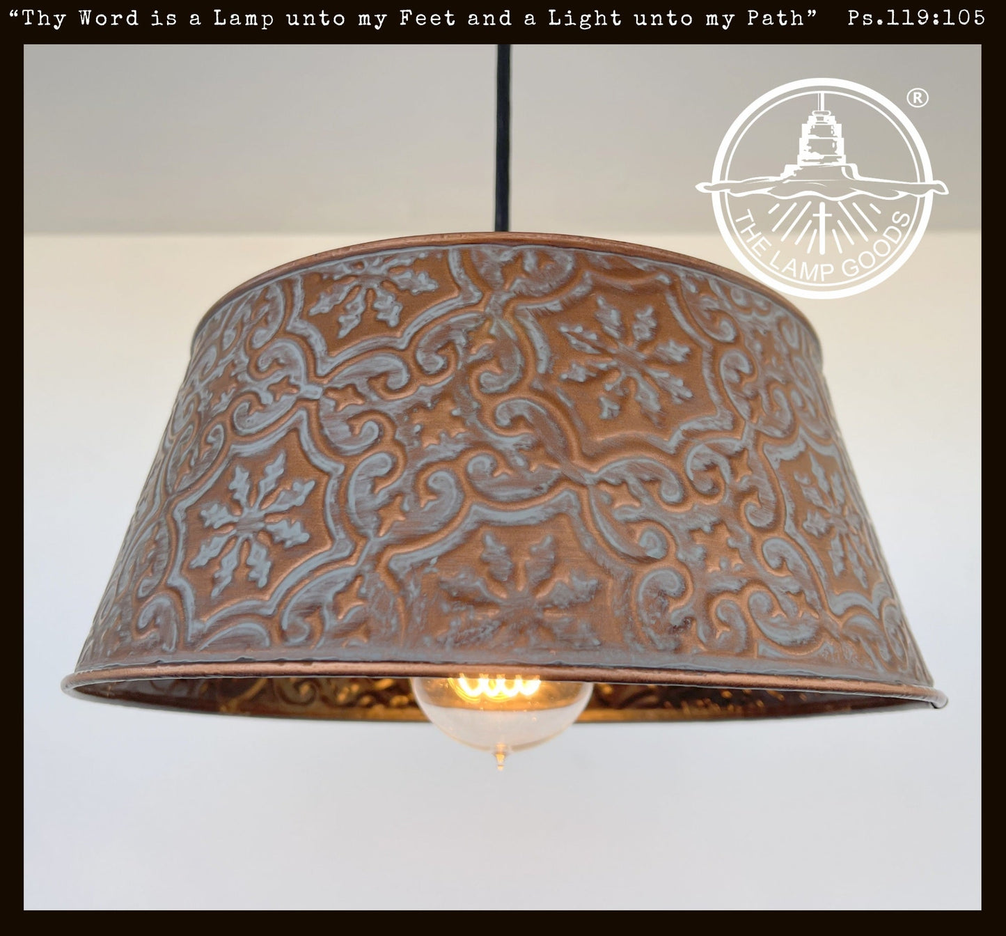 Ornate Copper Flush Mount Ceiling Light | 12" | Rustic Farmhouse