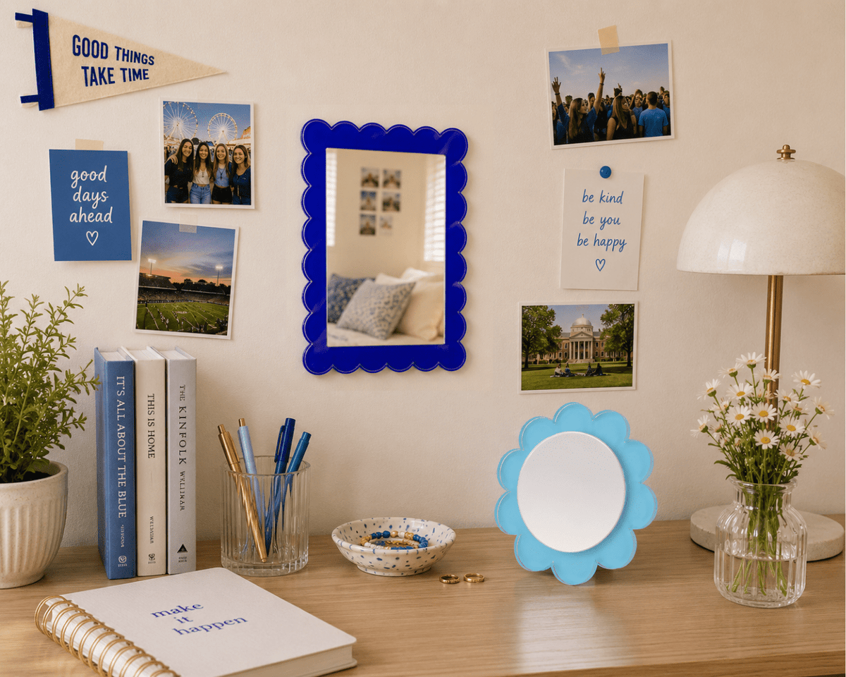 Pastel Blue Acrylic Daisy Mirror