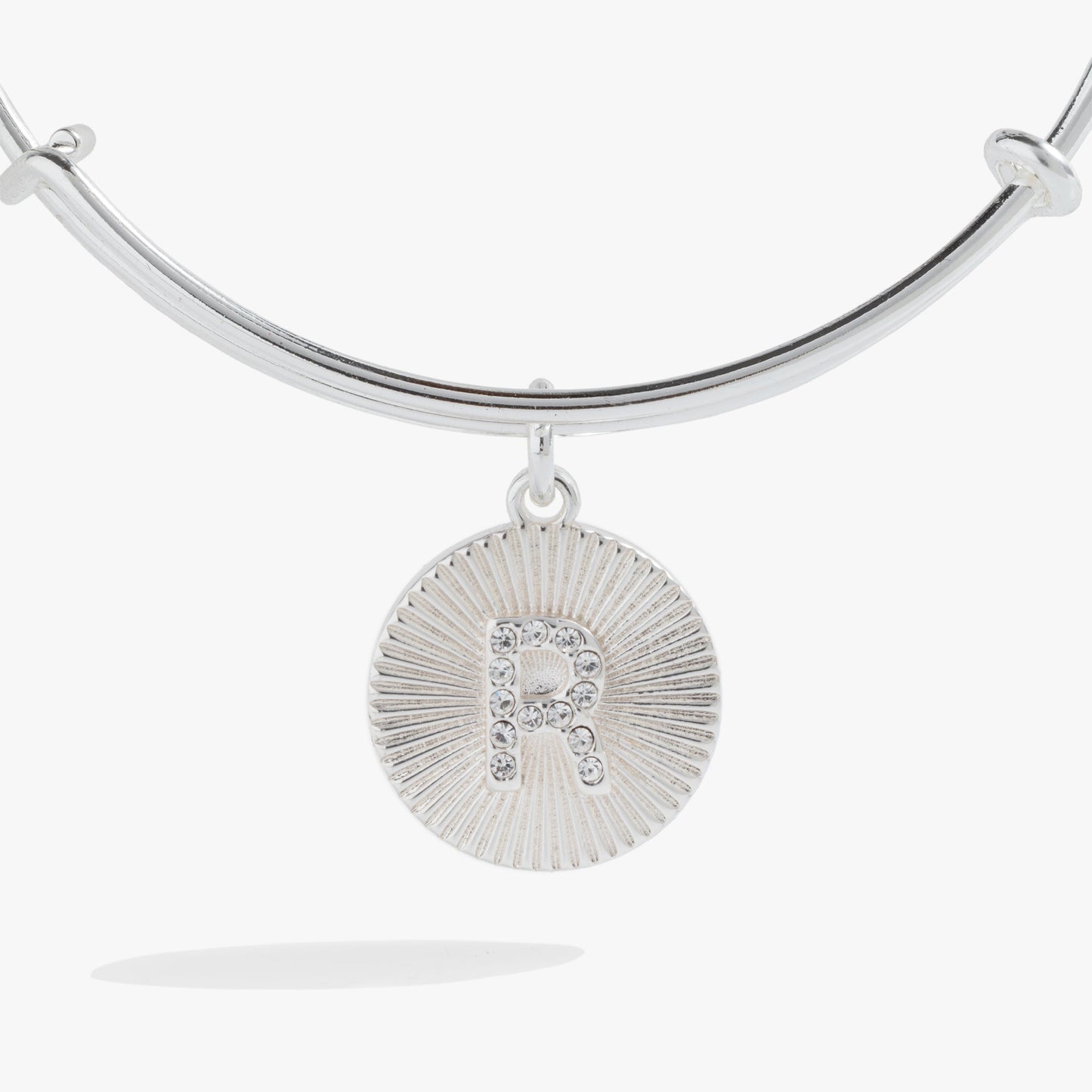 Initial R Pave Starburst Texture Bangle