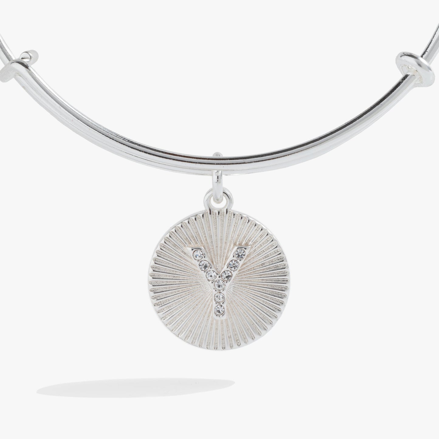 Initial Y Pave Starburst Texture Bangle