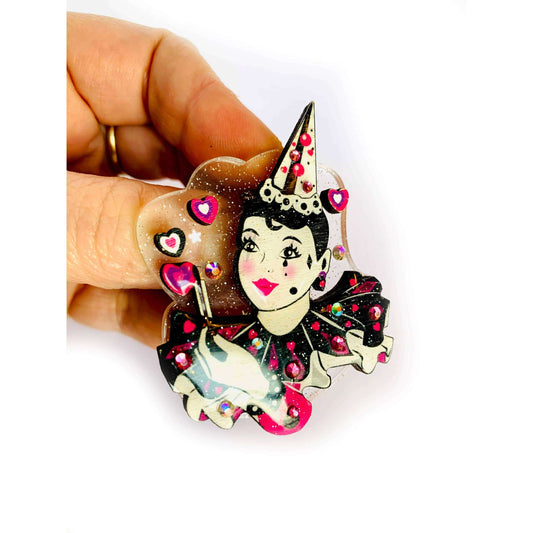 Pierrot Mime Brooch by Rosie Rose Parker