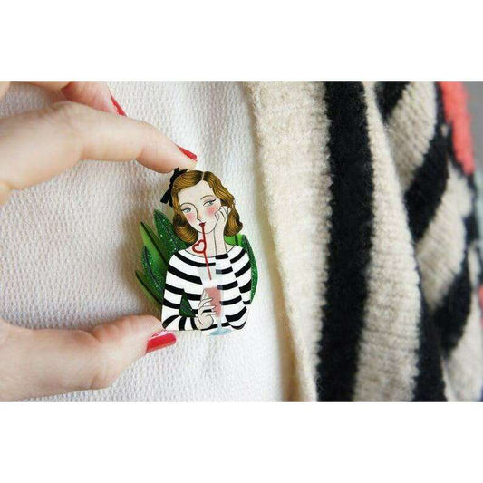 PinUp with Milkshake Brooch by Laliblue