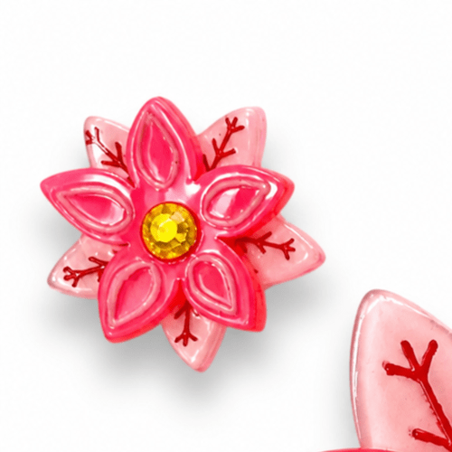 Pretty Poinsettia Brooch & Earring Set by Lipstick & Chrome