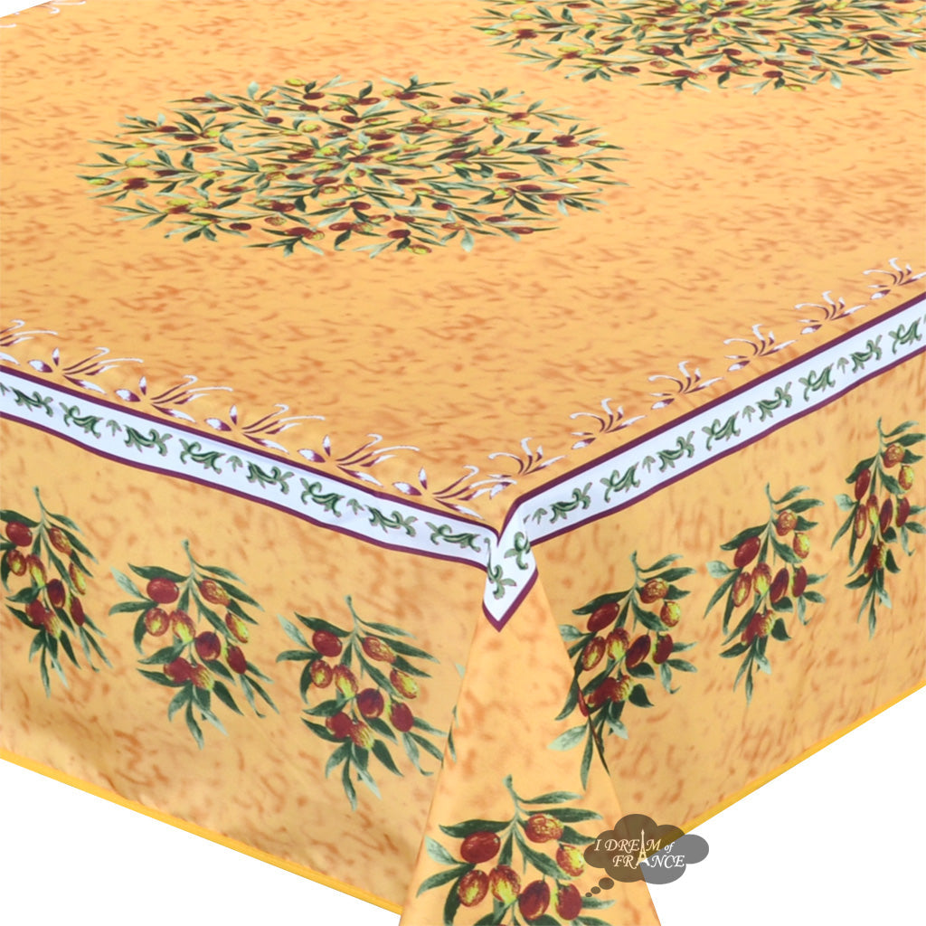 French Provencal tablecloth - Polyester - Stain-resistant - Rectangular - Provence Olivier yellow | Provence Imports