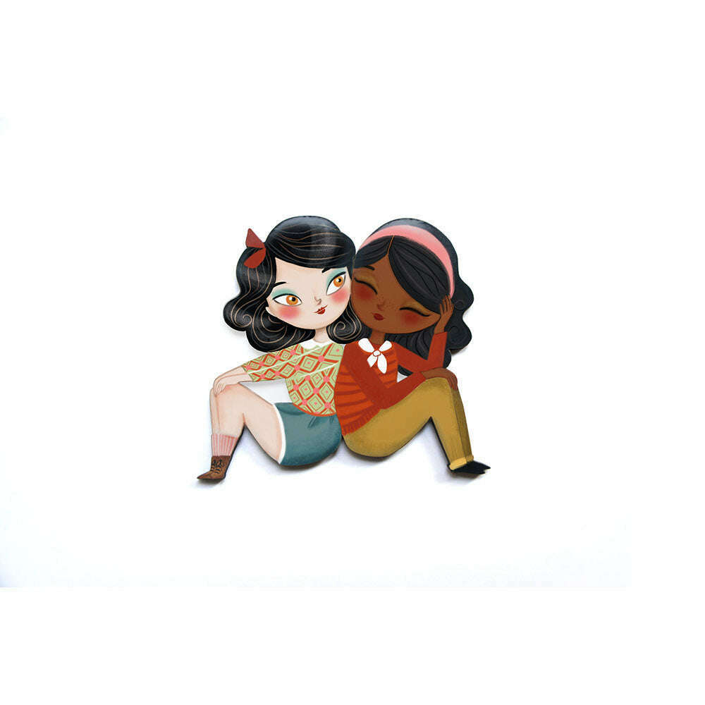 Puzzle with brunette girl brooch by Laliblue