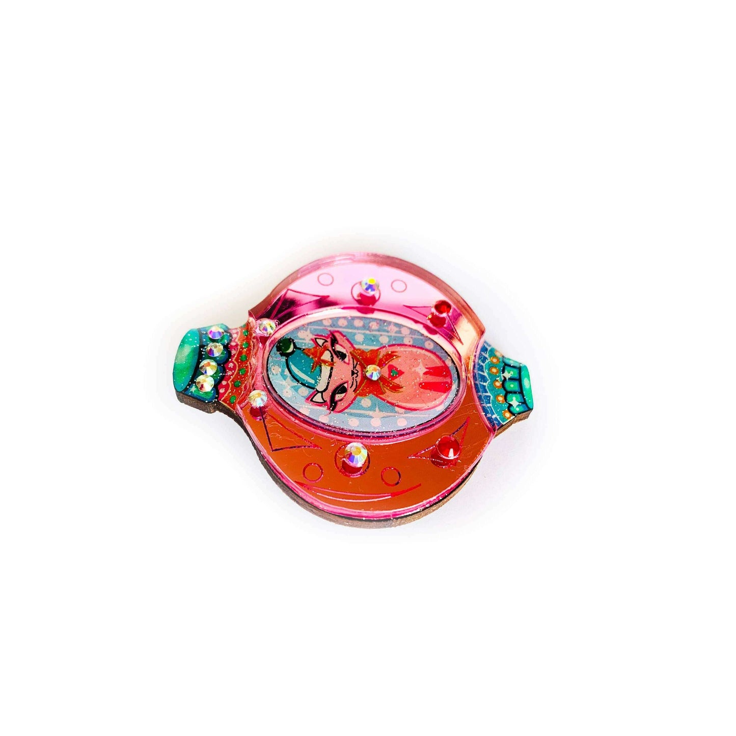 Retro Cat Christmas Bauble Brooch by Rosie Rose Parker