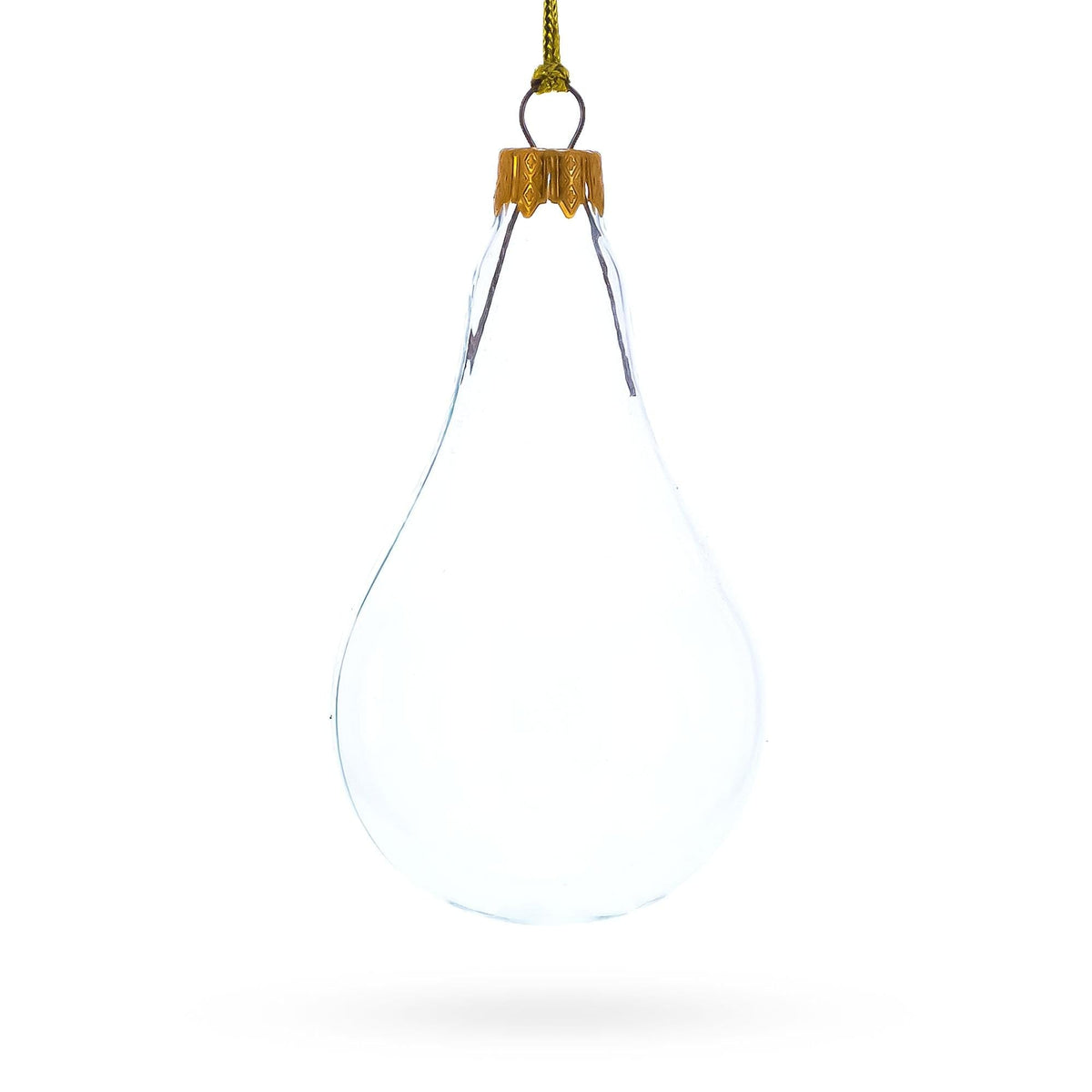 Set of 6 Clear Glass Waterdrop Finial Christmas Ornaments