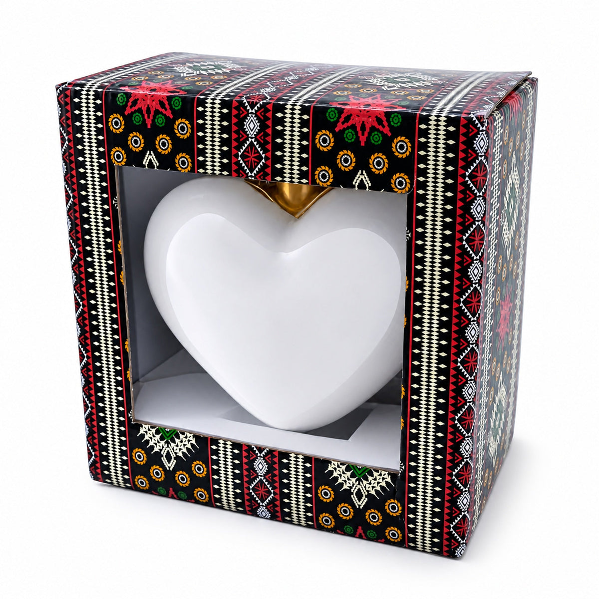 Red Floral Baroque Jeweled Glass Heart Ornament
