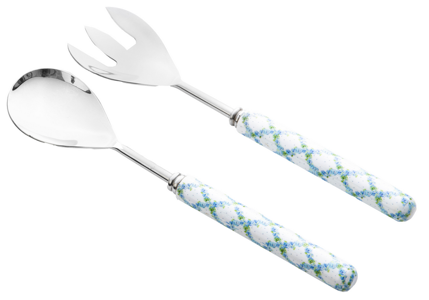 Hydrangea Trellis Enameled Salad Servers