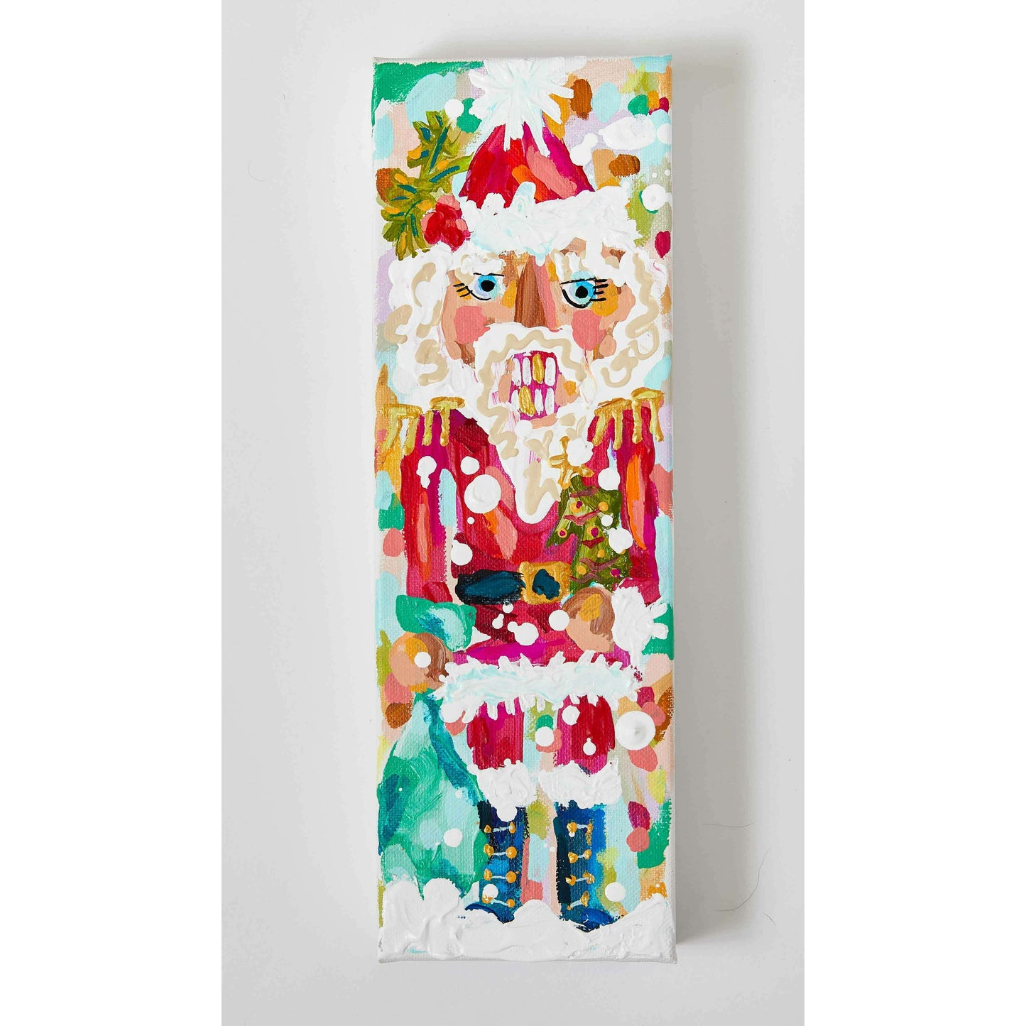 Santa Nutcracker Christmas Painting: 3x9