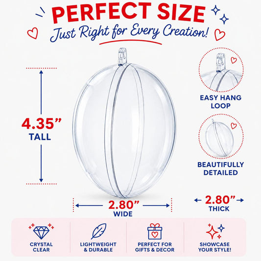 a clear oval shaped christmas ornament