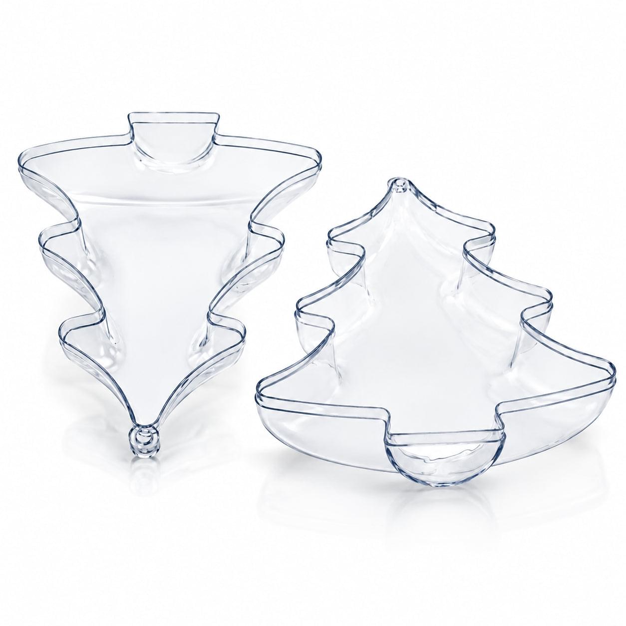 Set of 3 Clear Plastic Christmas Tree Shape Ornaments 4.35 Inches