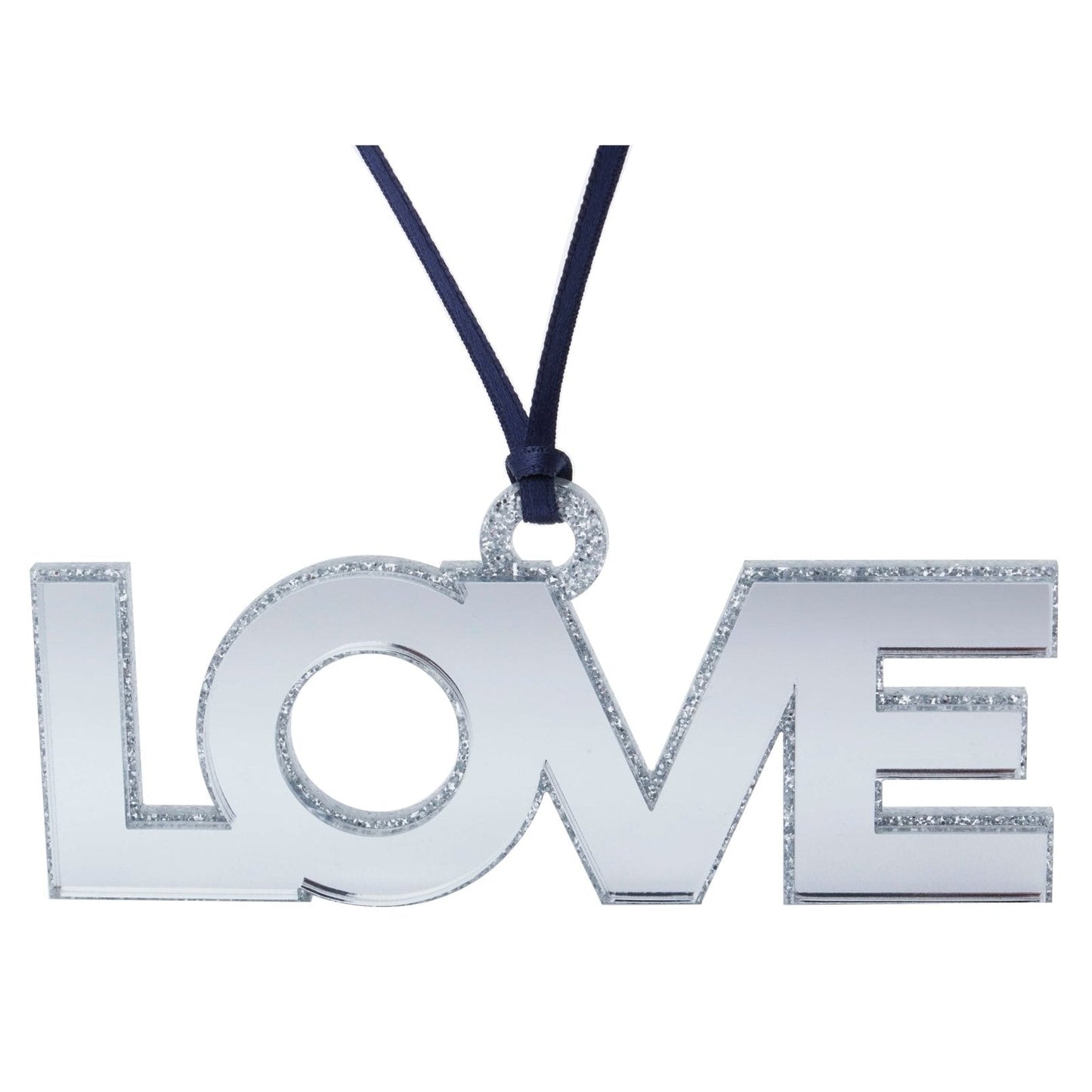 Silver Mirrored Love Acrylic Ornament