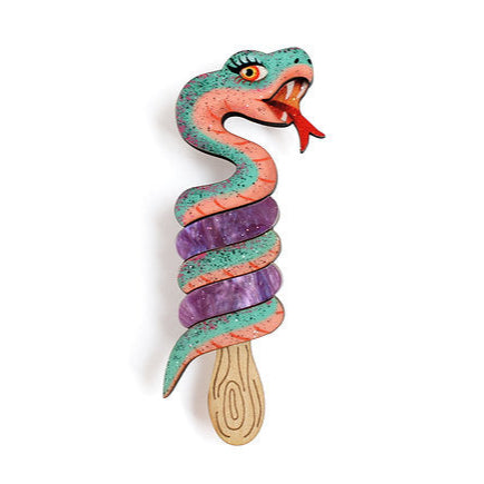 Snake Ice Cream Brooch by Laliblue – Retro Kitschy Statement Brooch for Collectors