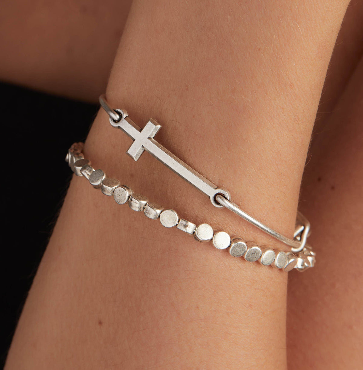 a bracelet on a person's wrist