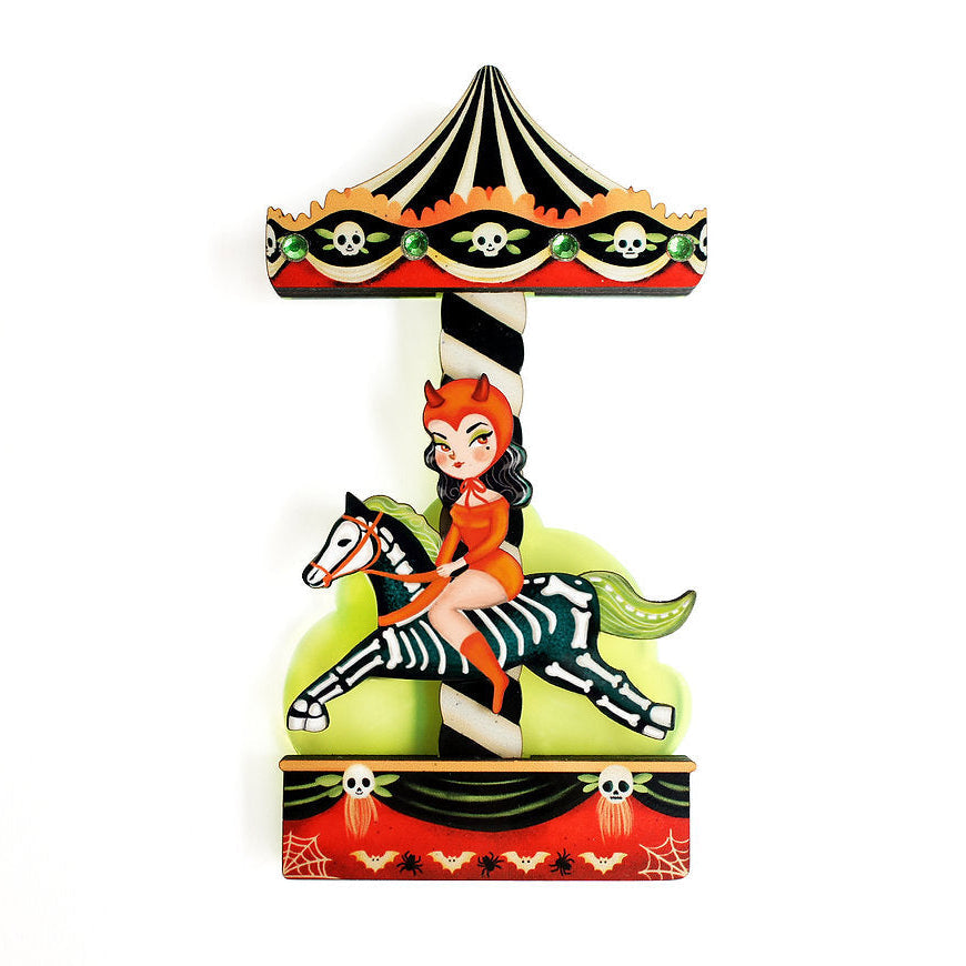 Spooky Carousel Brooch by Laliblue – Retro Kitschy Statement Brooch for Collectors