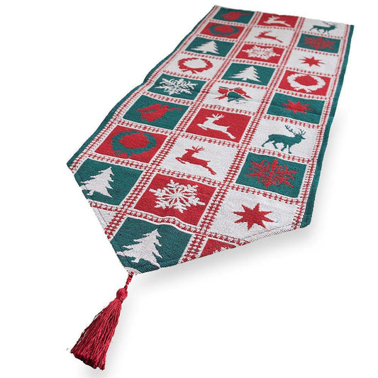 a close up of a table runner