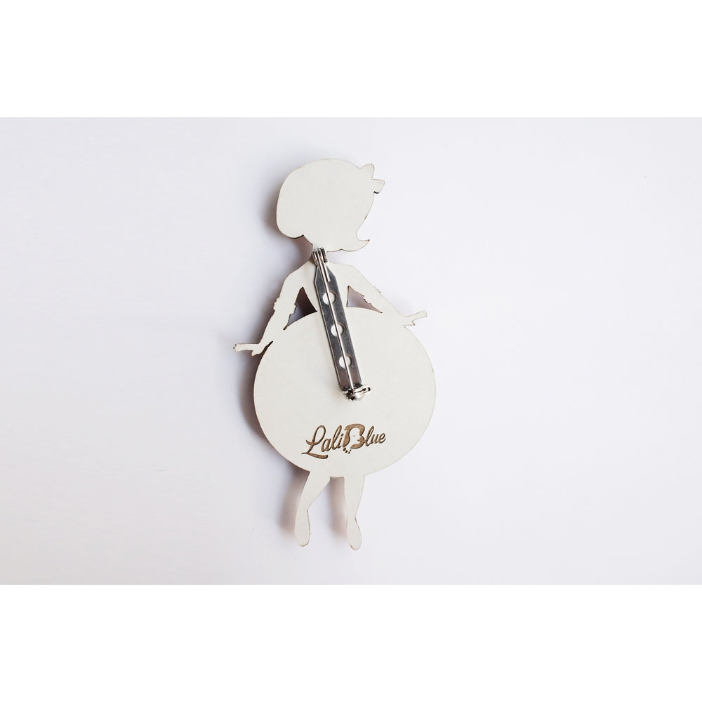 Striped Christmas Lady Ornament Brooch by Laliblue – Retro Kitschy Statement Brooch for Collectors