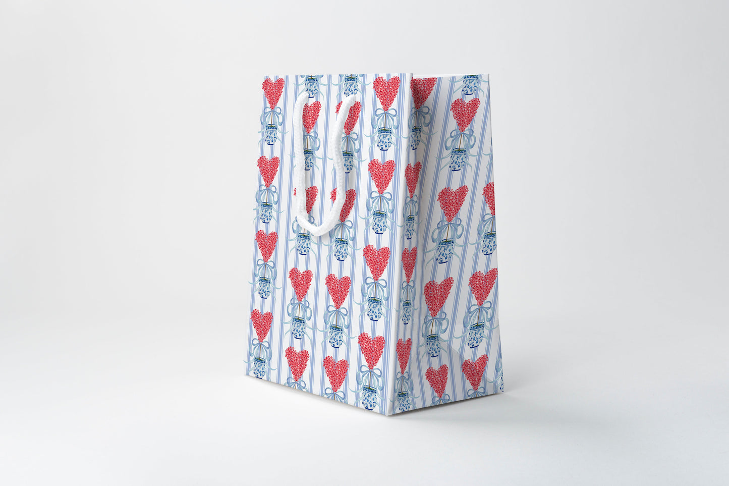 Blue Striped Heart Gift Bag | Luxury Gift Bag by JOSIL Paperie