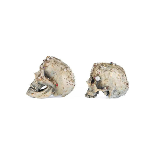 Tabletop Jewel Encrusted Skulls Set of 2