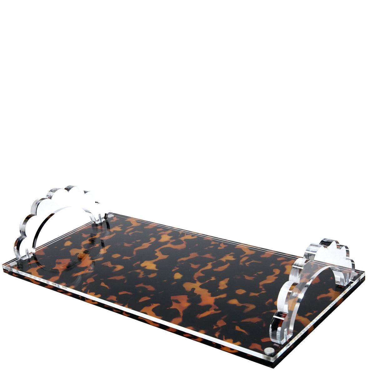 Tortoise Base Acrylic Scallop Handle Photo Tray
