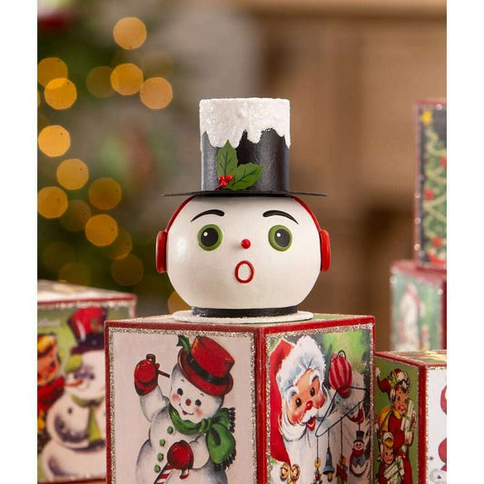 Vintage Surprised Snowman Container by Bethany Lowe Designs