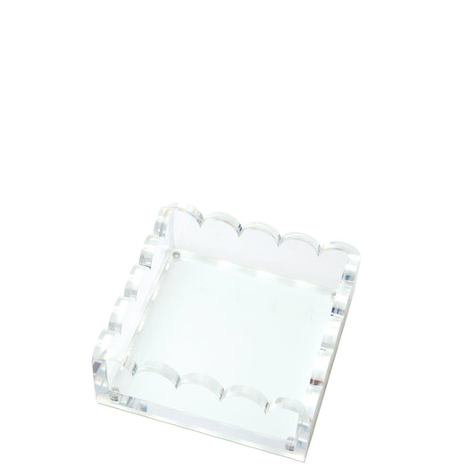 White Acrylic Small Scallop Photo Tray