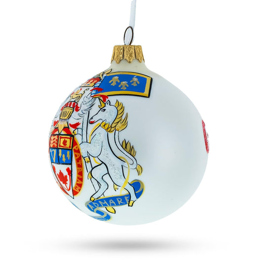 Canada Coat of Arms Glass Ball Christmas Ornament 3.25 Inches